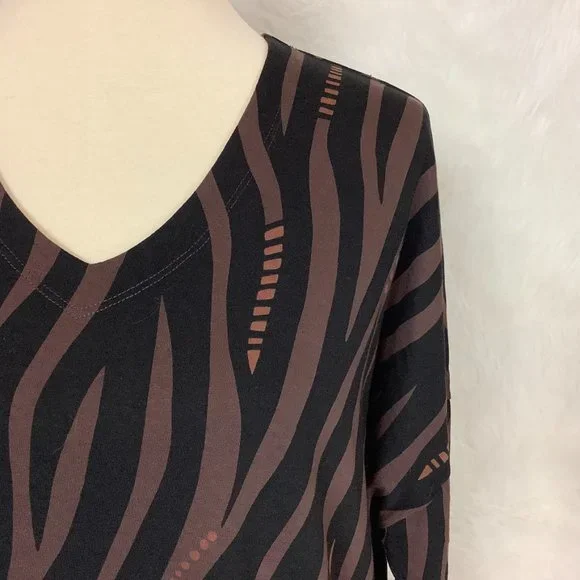 Gudrun Sjoden Brown & Black Wavy Stripe Long Sleeve Dress - Picture 2 of 7
